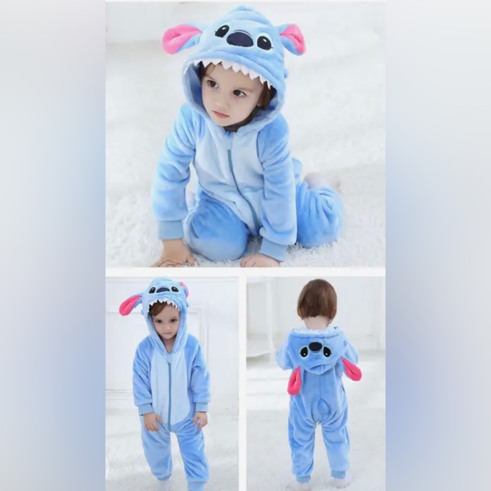 Baby Infant Blue Onesie Winter Pajamas Unisex, Warm Fleece